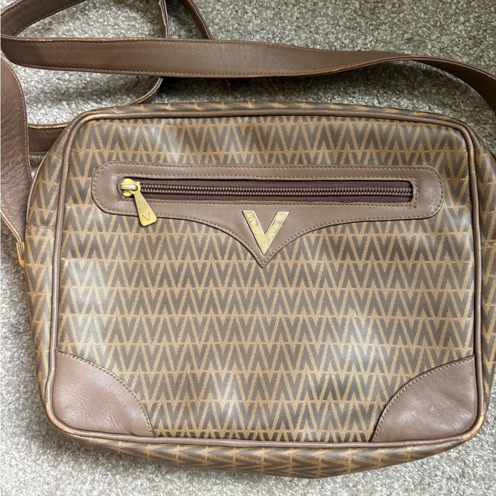 Authentic Valentino pvc leather brown grey shoulder bag